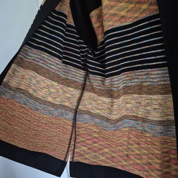 Misook Petite Black Orange Print Cardigan Sweater - Picture 3 of 4